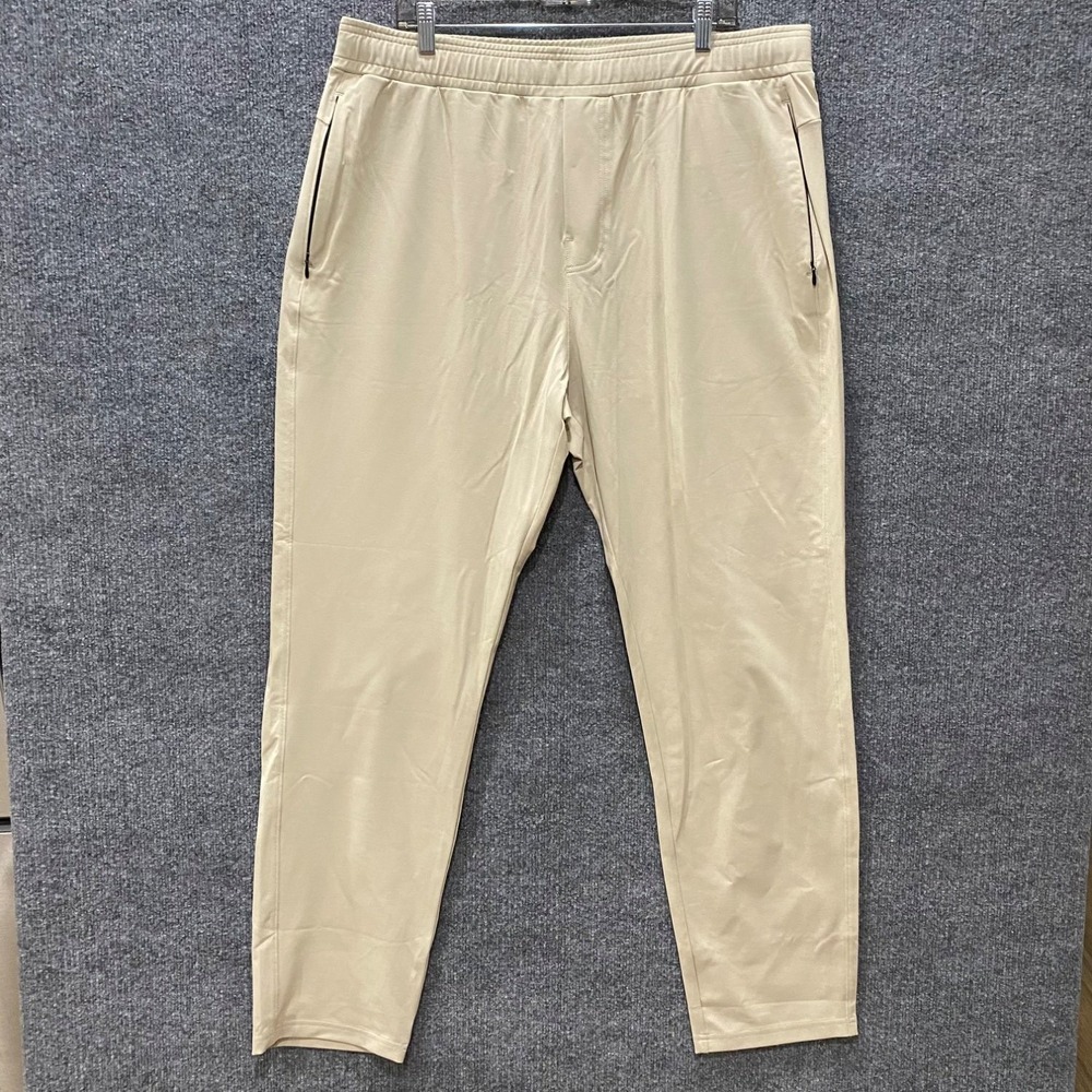 Primo Golf Pants Jogger Mens Size 38 Beige Embroidered Elastic Waist Stretch